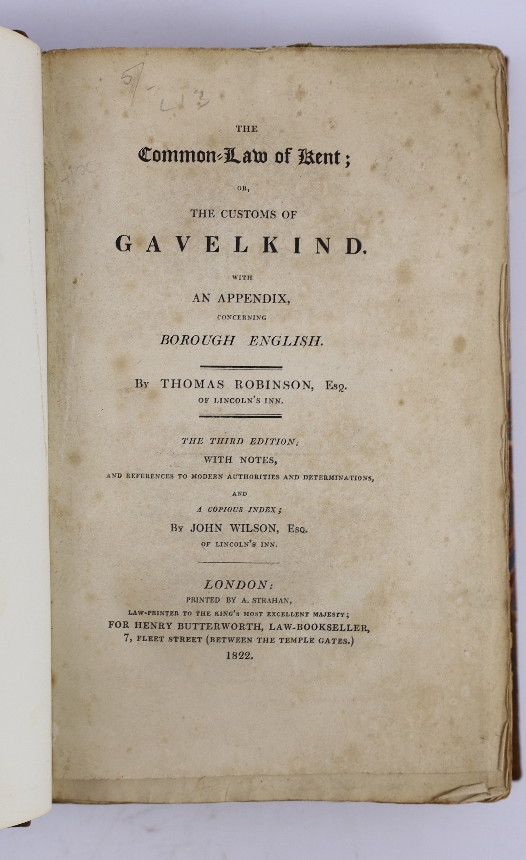 Somner, William - A Treatise of Gavelkind, both Name and Thing....2nd edition. corrected from the many errors of the former impression. To which is added, the Life of the Author....frontispiece, head and tailpiece decora